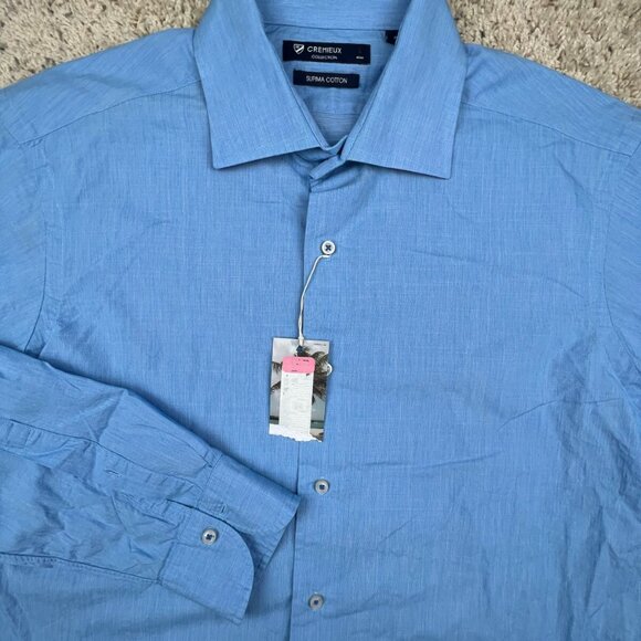 Daniel Cremieux Collection Blue Button Up Shirt Size Large Supima Cotton L/S - Picture 1 of 10